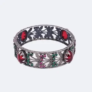 Premium Diamond Studded Gold Flower Fashion Bracelet